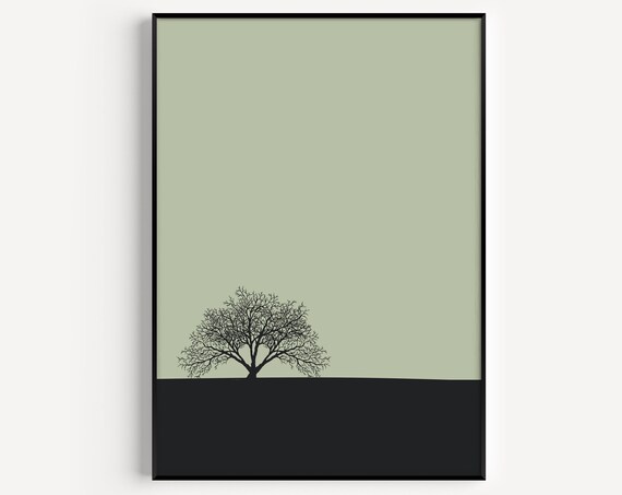 Tree Print Art, Minimalist Scandinavian Modern