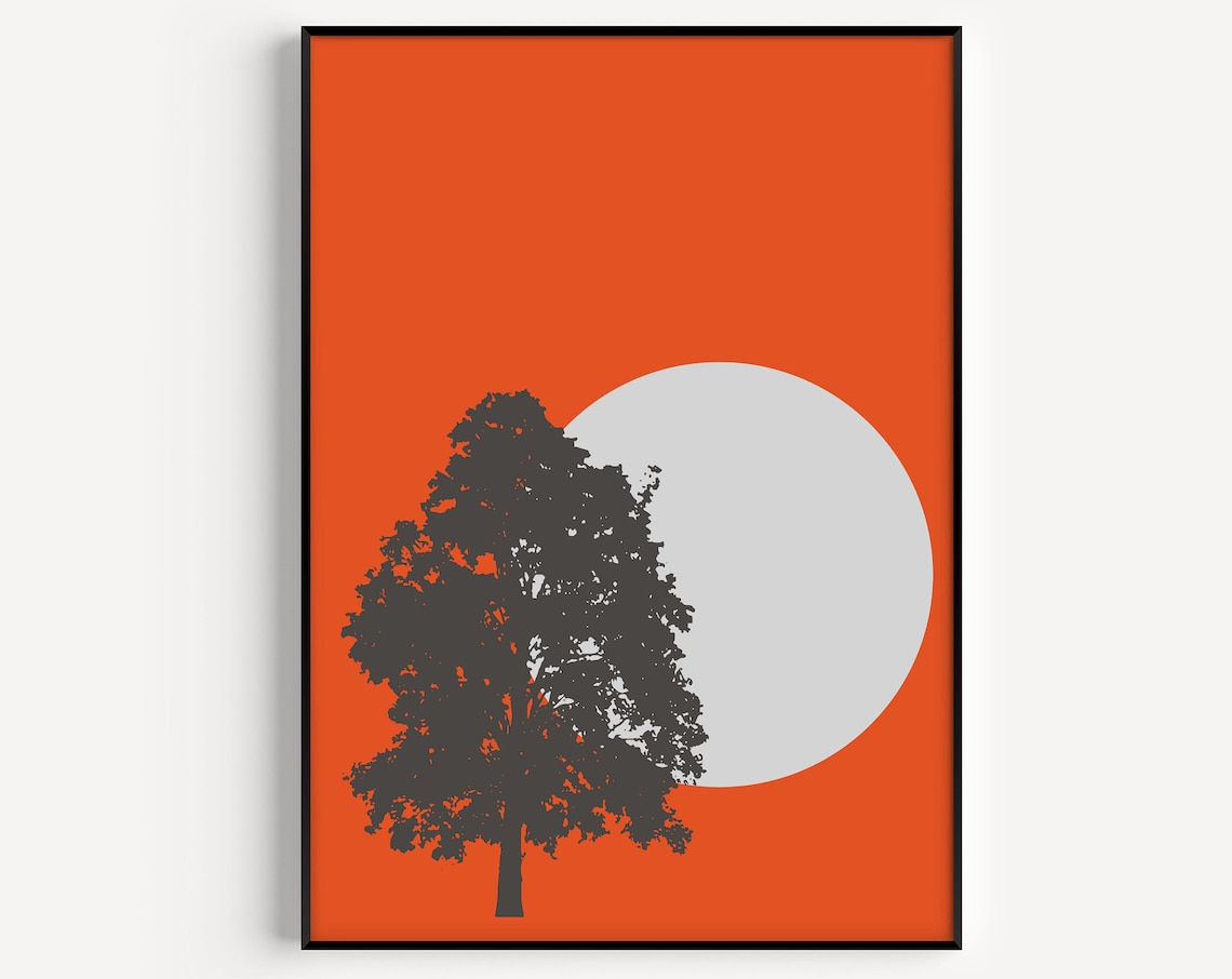 Orange Tree Minimalist Poster, Scandinavian Art Print