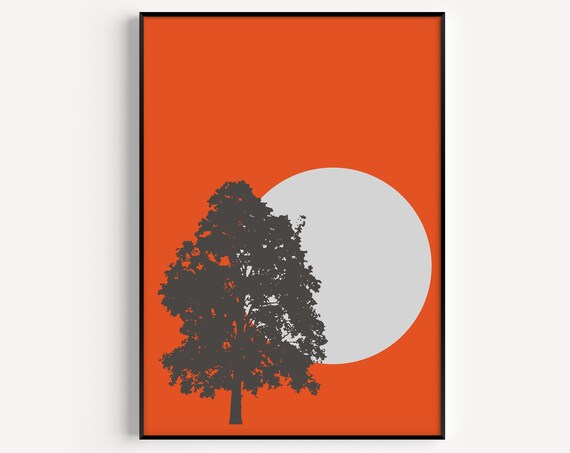 Orange Tree Minimalist Poster, Scandinavian Art Print
