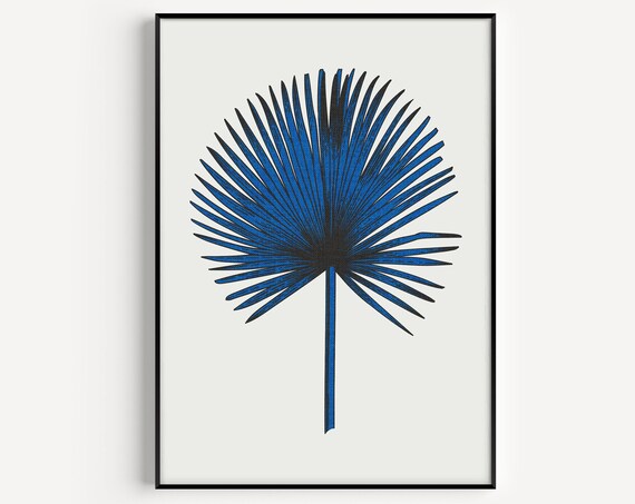 Blue Print Wall Art Botanical Poster Prints Fine Leaf