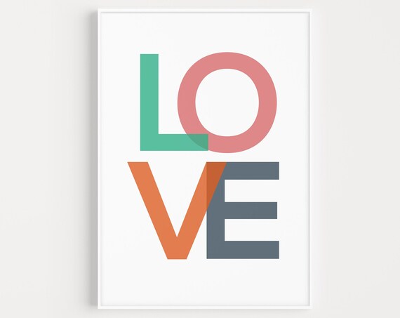 Love Wall Art Print, Scandinavian Minimalist Typography