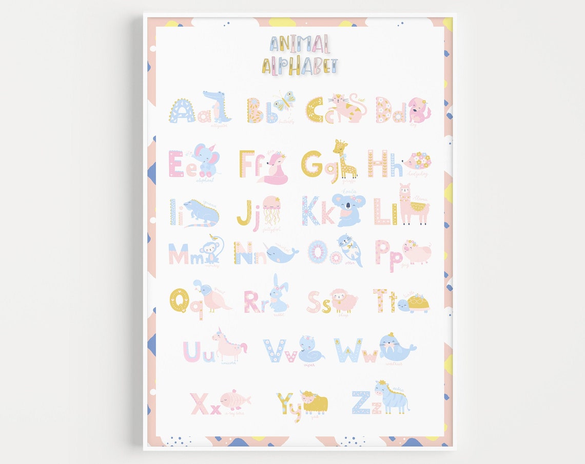 Alphabet Print, Nursery Wall Art Poster