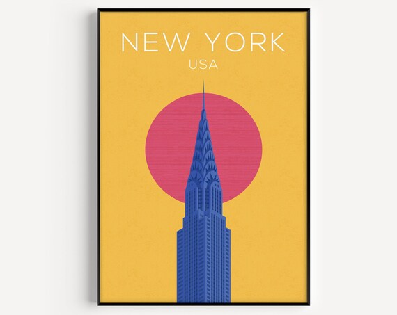 New York USA Chrysler Building Minimalist Landmark Travel Poster