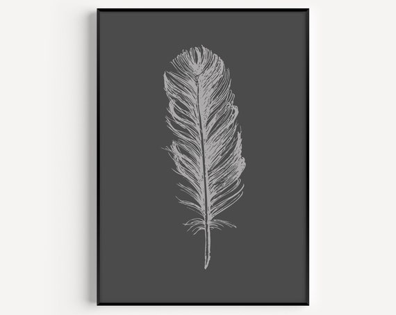 Botanical Feather Prints, Minimalist Art Print