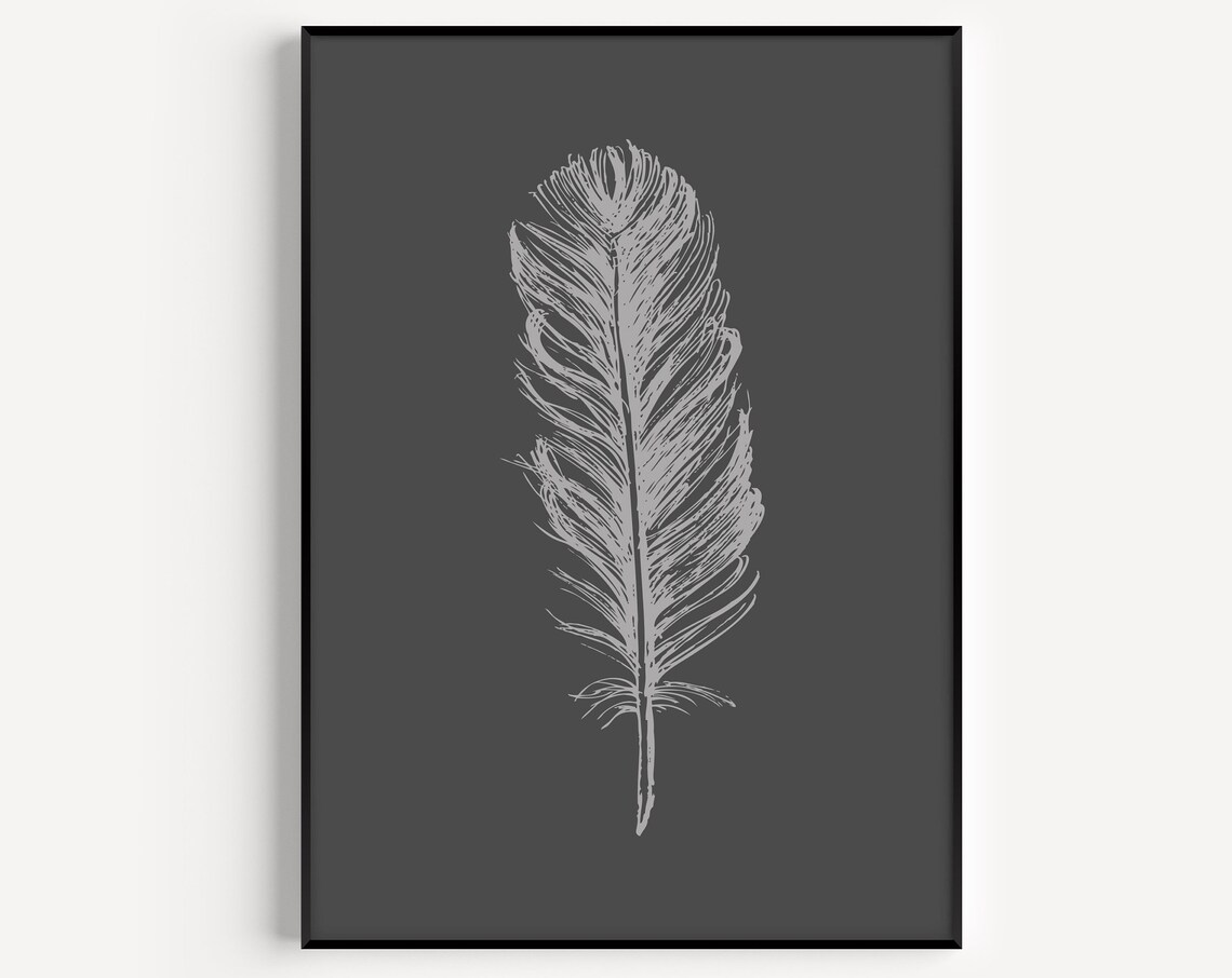 Botanical Feather Prints, Minimalist Art Print