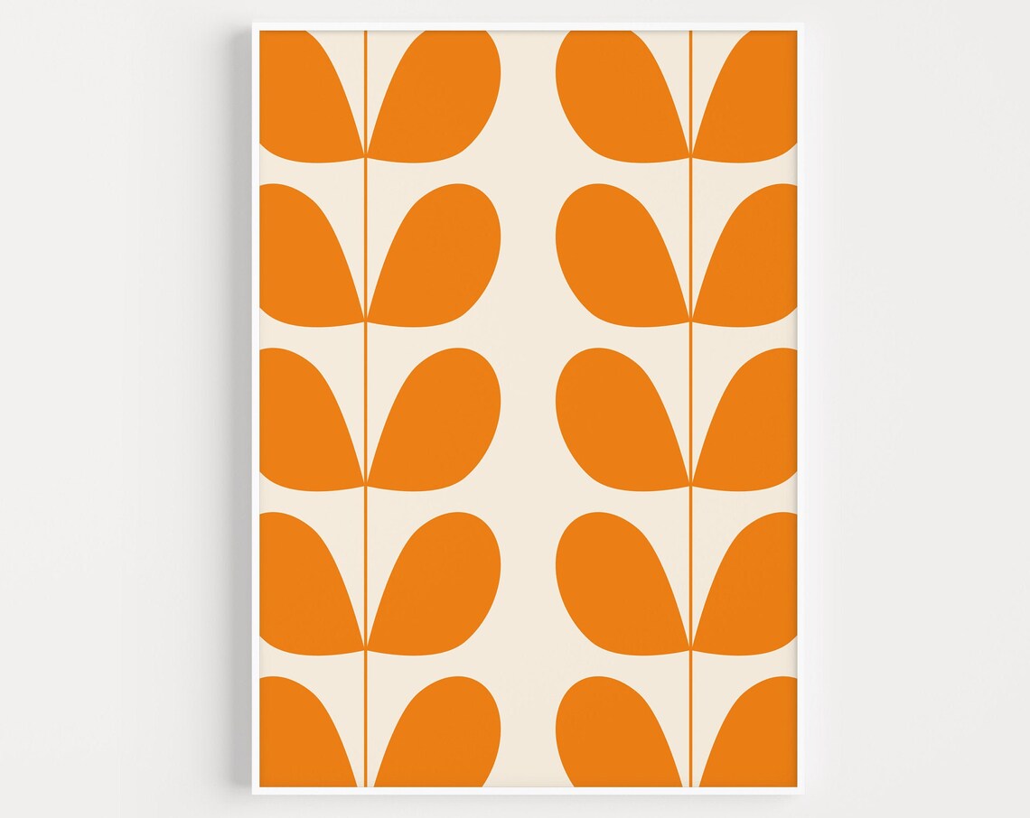 Orange Leaf Mid-Century Modern Art Print