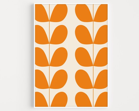 Orange Leaf Mid-Century Modern Art Print