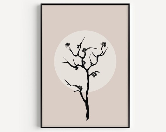 Botanical Print, Minimalist Neutral Beige Art Print
