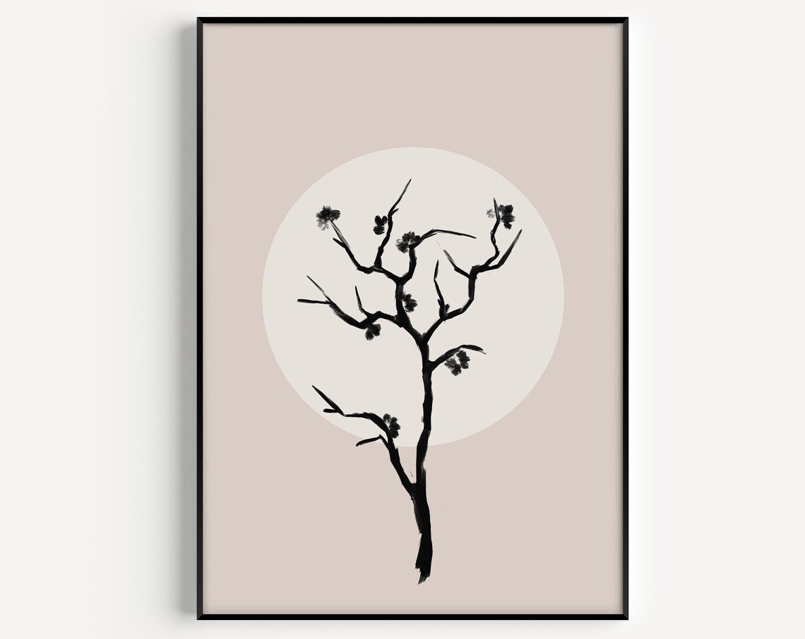 Botanical Print, Minimalist Neutral Beige Art Print