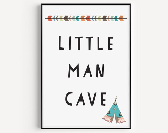 Little Man Cave Nursery Art Print, Boys Room