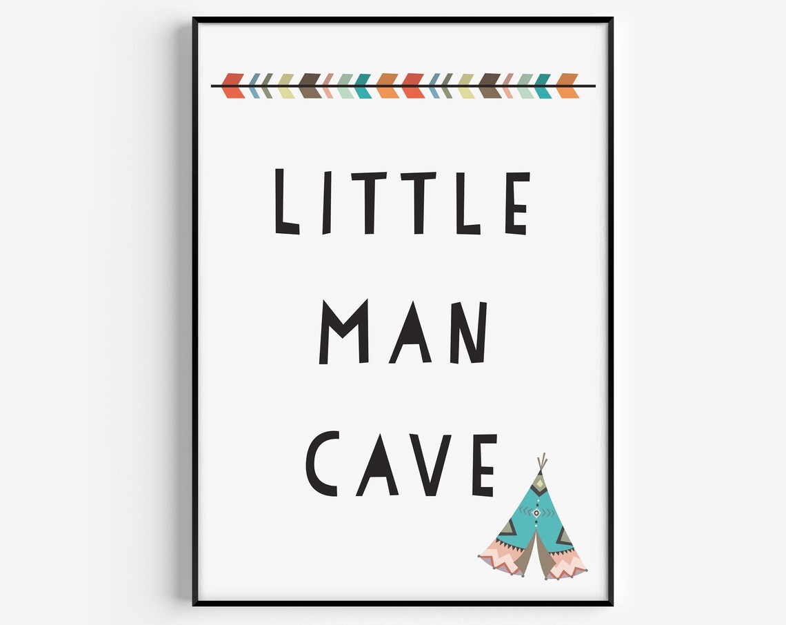 Little Man Cave Nursery Art Print, Boys Room
