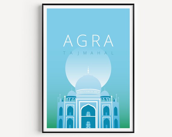 Taj Mahal Poster Minimalist Travel Print Wall Art Prints Modern India