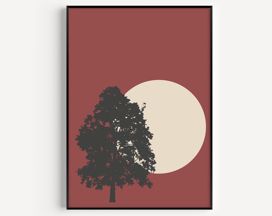 Tree Print Wall Art Minimalist Poster Scandinavian Modern