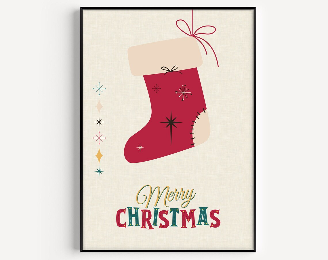 Mid Century Christmas Modern Wall Art Print