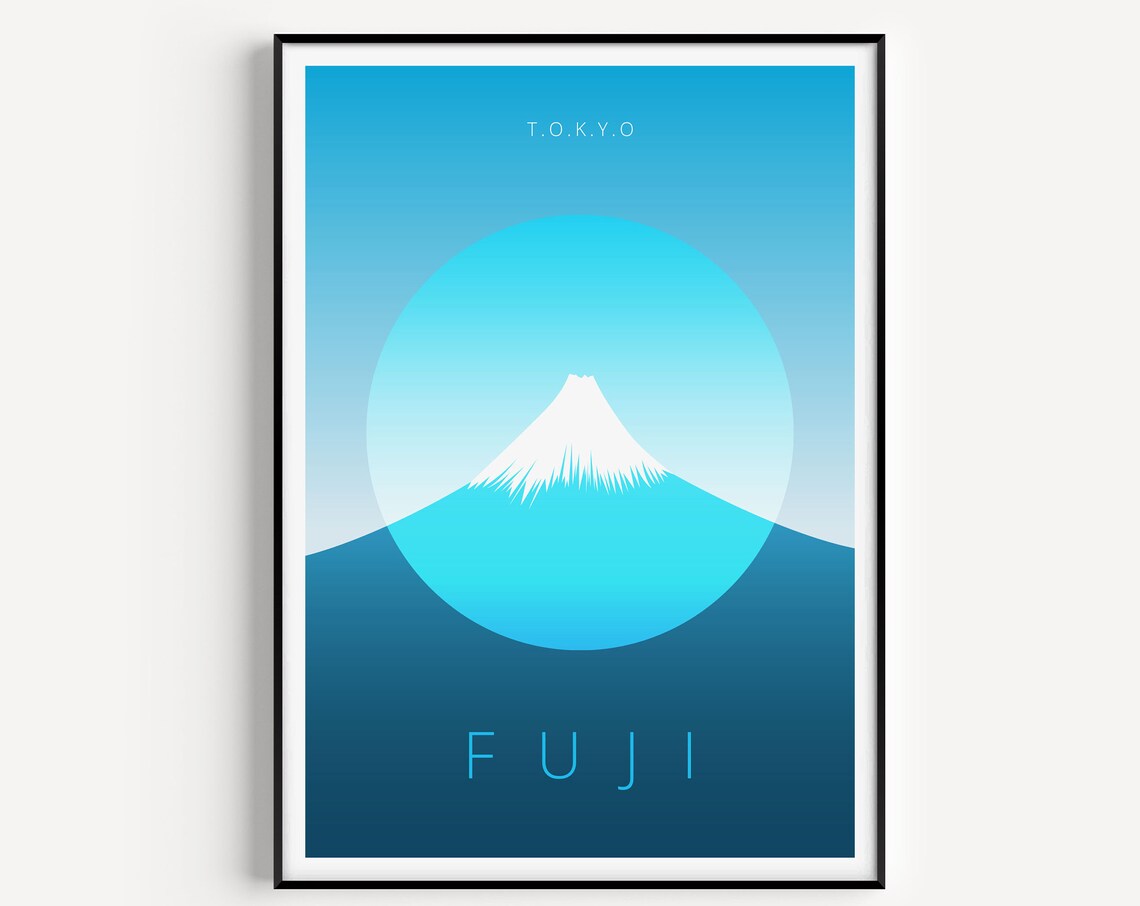 Japan Minimalist Travel Print, Modern Fuji Poster
