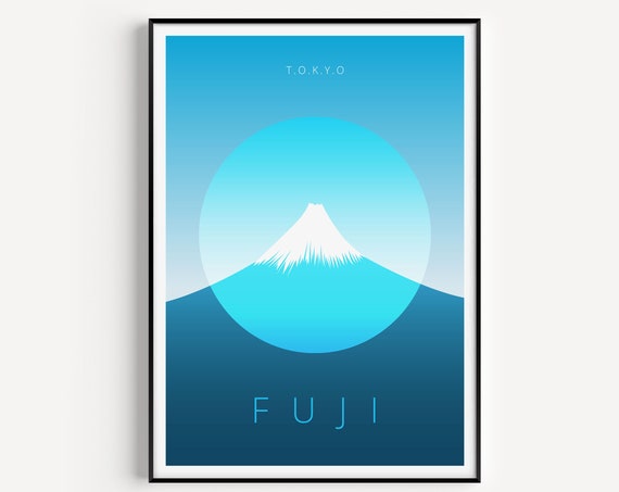 Japan Minimalist Travel Print, Modern Fuji Poster