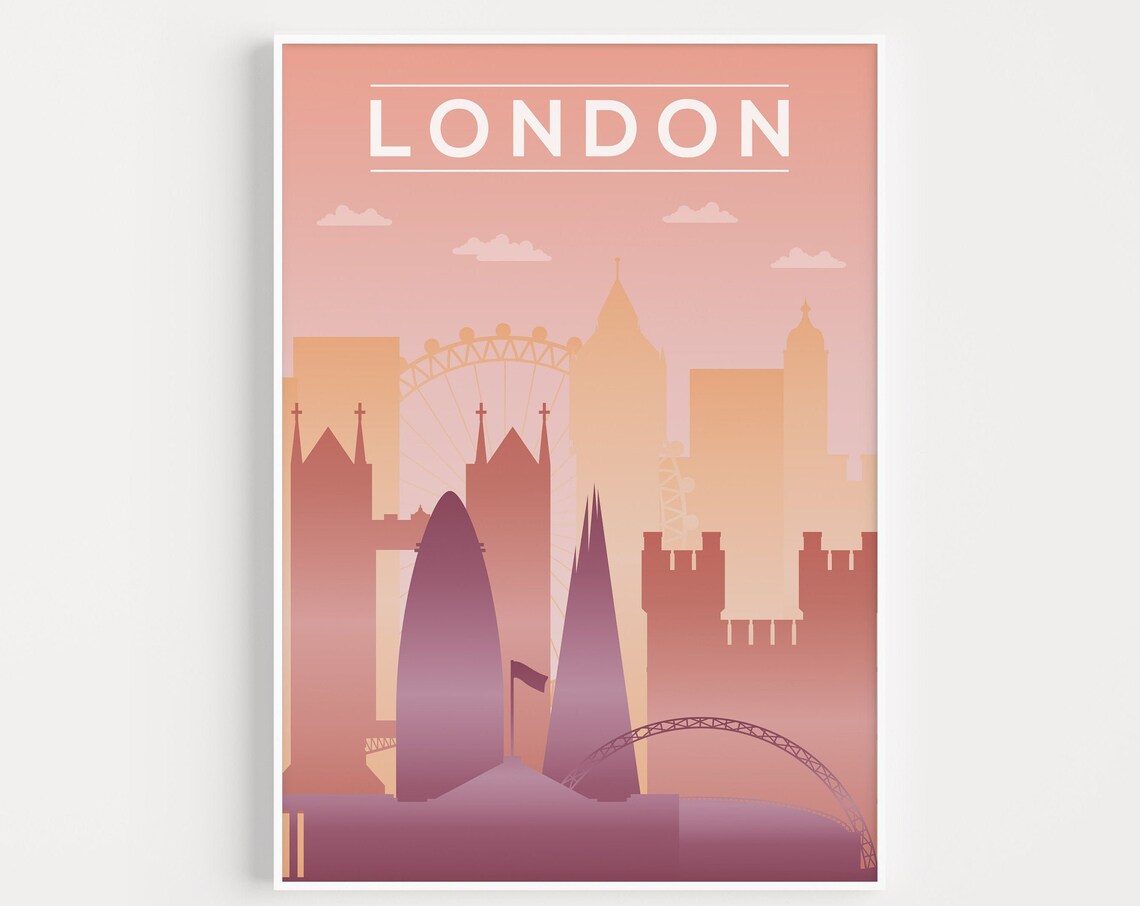 London City Travel Poster, Modern Scape Art Print