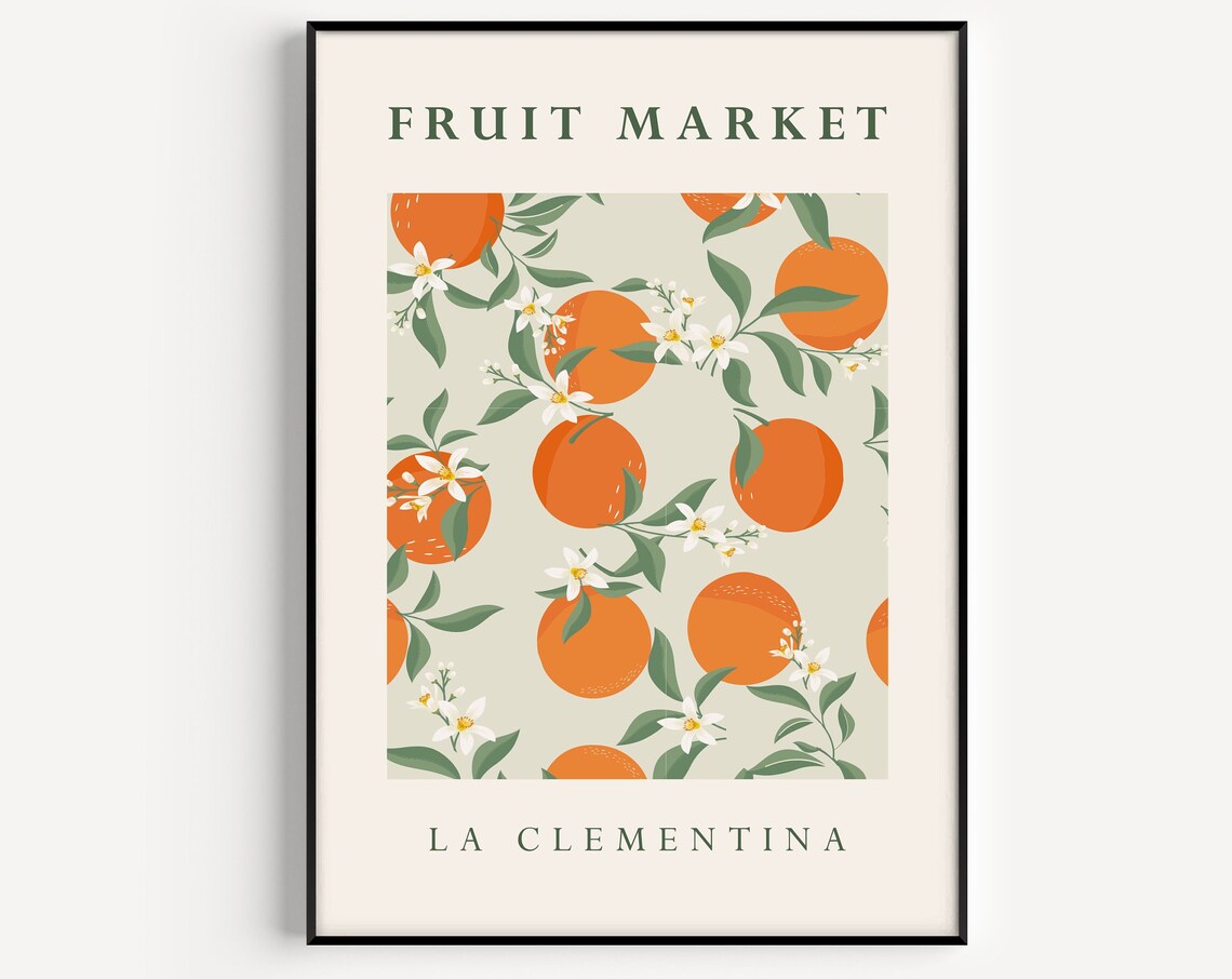 Orange Print Kitchen Fruit Market Art Print