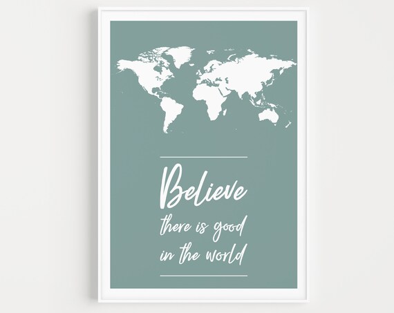 Quote Print Art Wall Minimalist World Modern Map