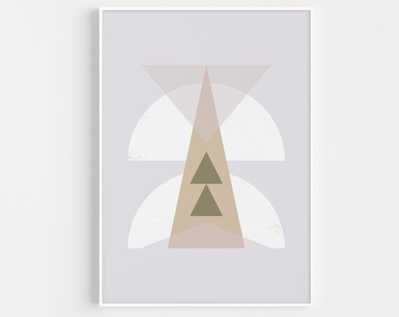 Neutral Geometric Triangles Beige Abstract Minimalist Wall Art