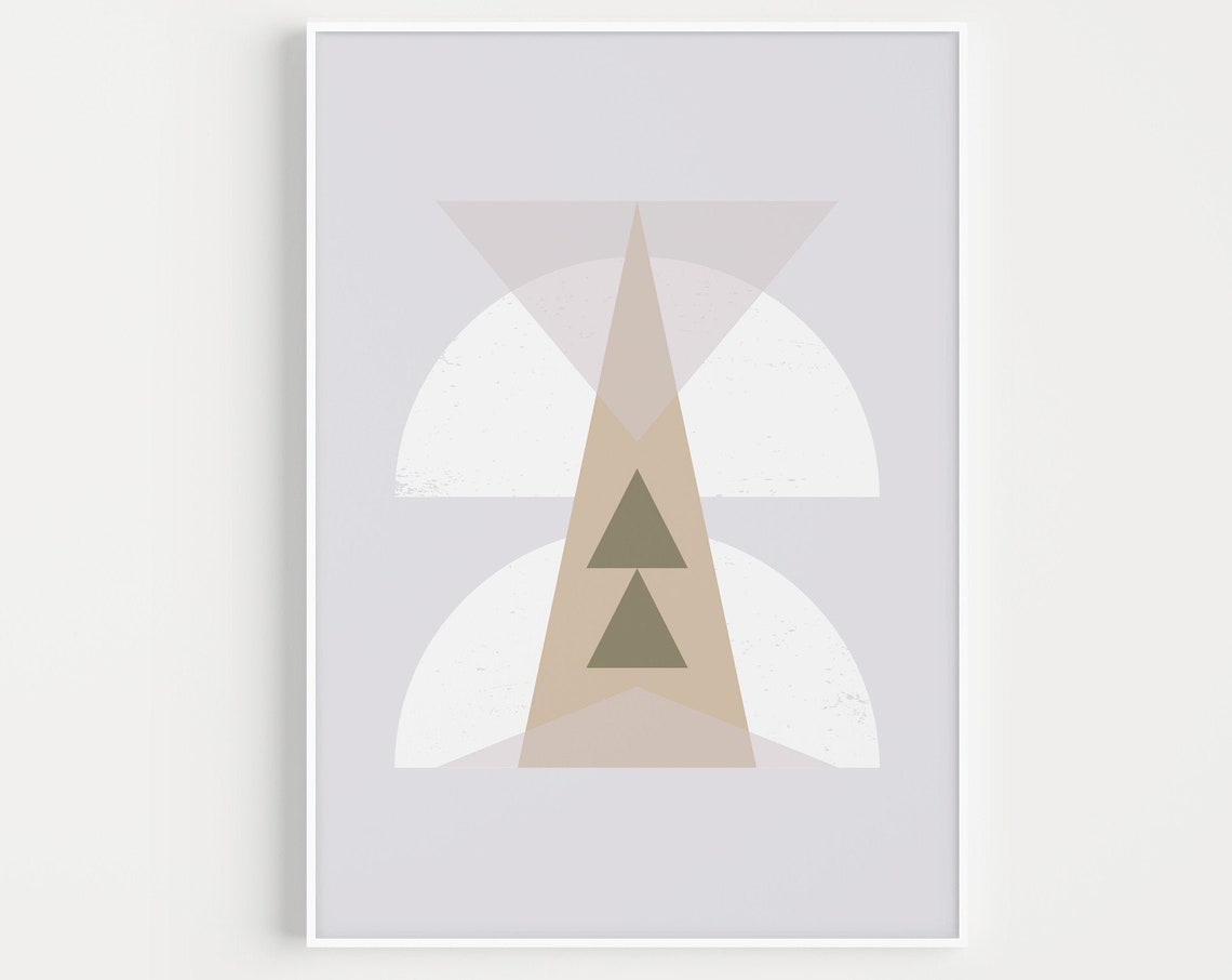 Neutral Geometric Triangles Beige Abstract Minimalist Wall Art