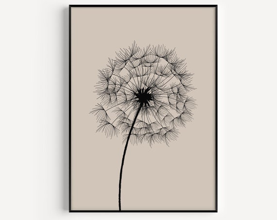 Dandelion Print, Minimalist Botanical Art Print