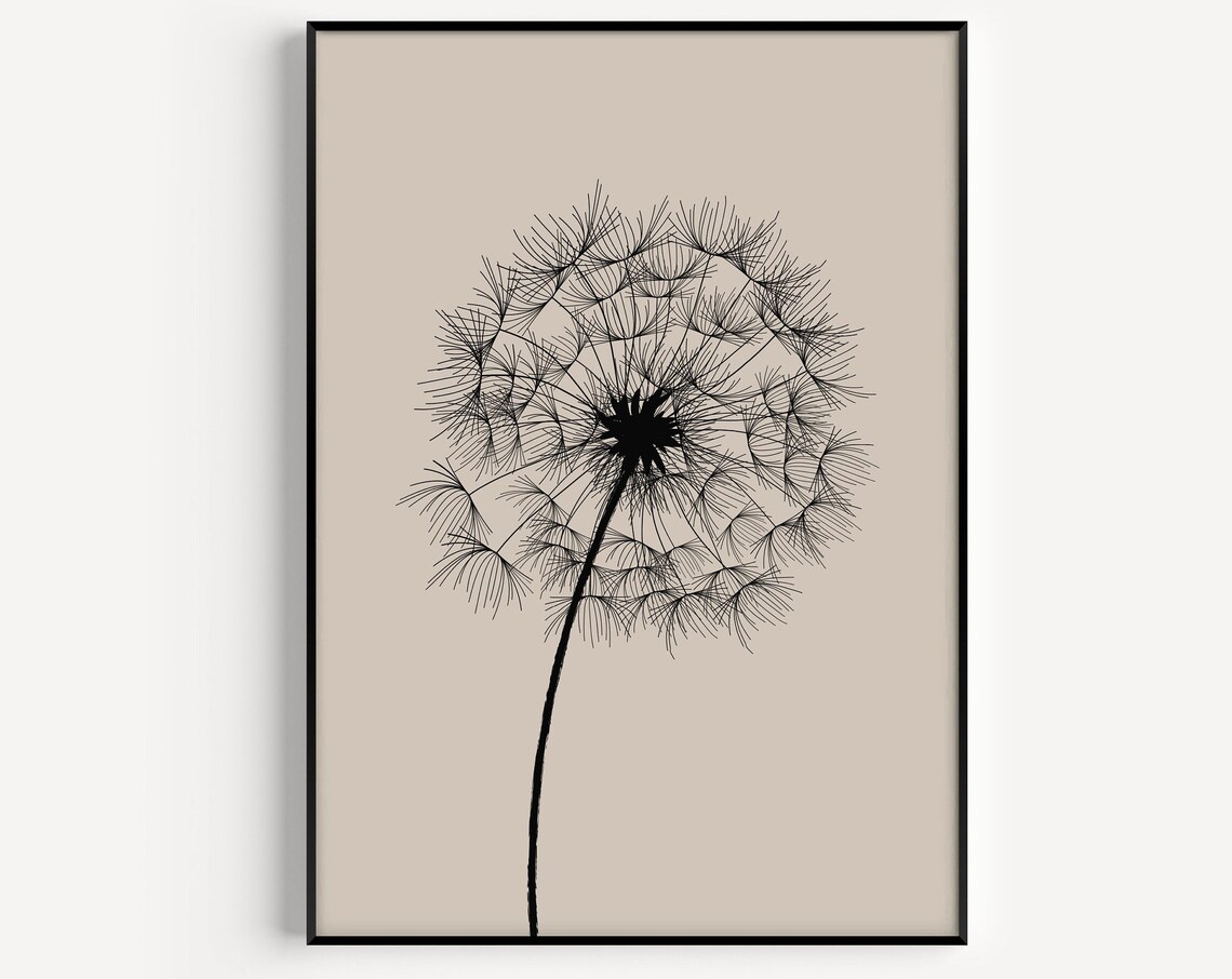 Dandelion Print, Minimalist Botanical Art Print