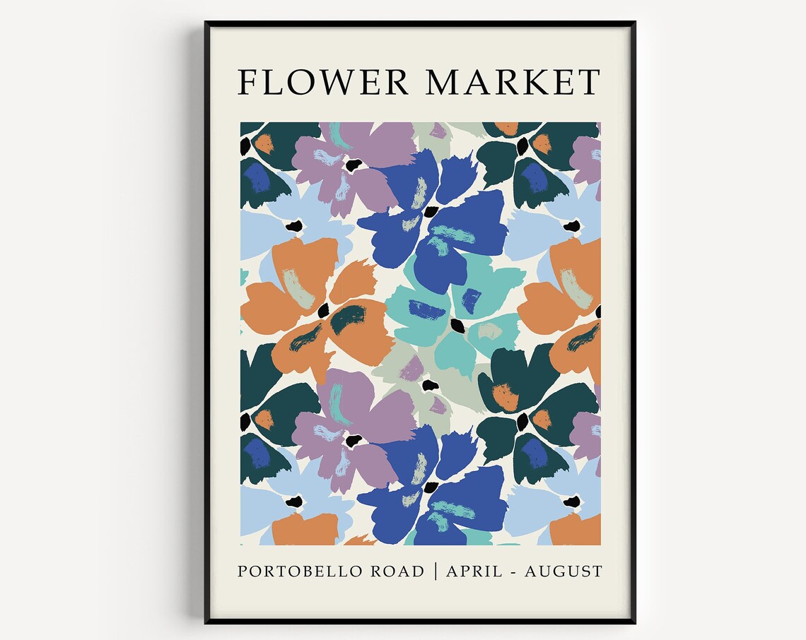 Flower Market Floral Pattern Poster Print