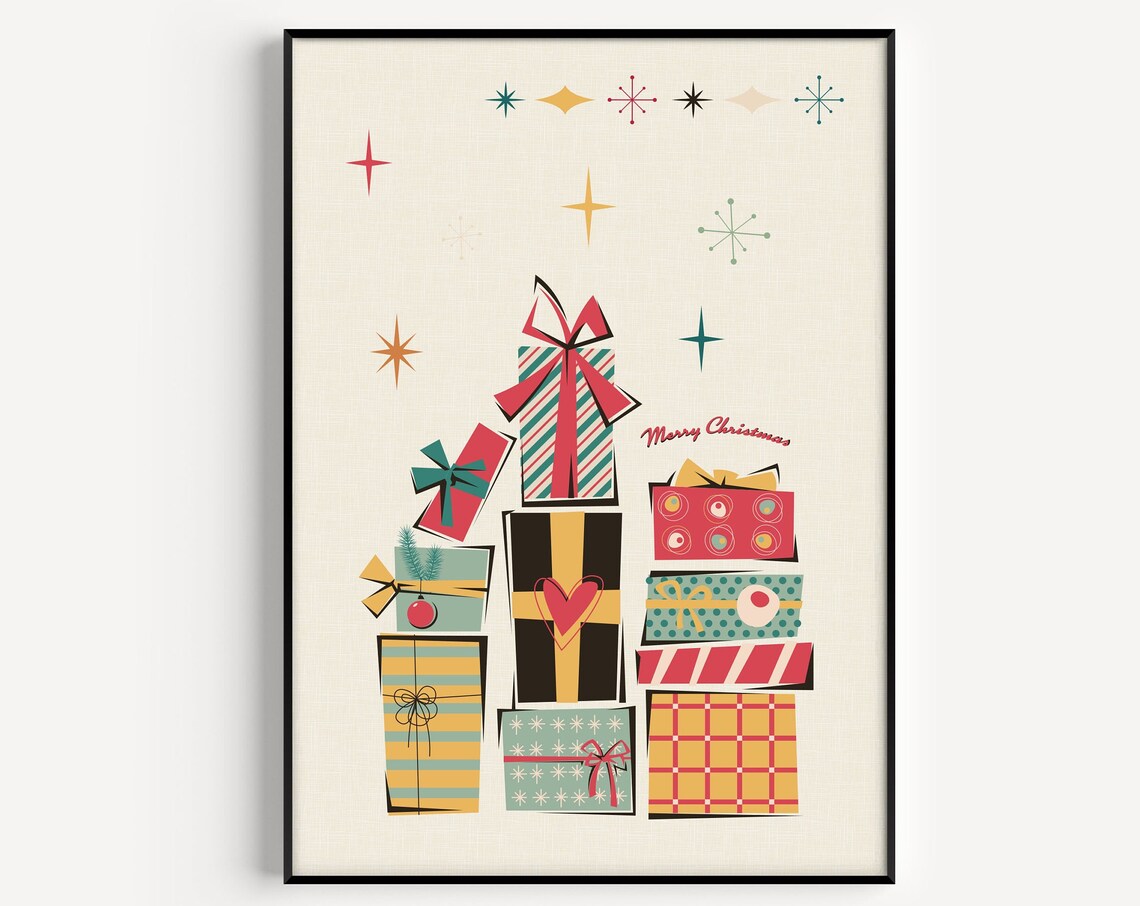 Christmas Candle Mid-Century Modern Art Print