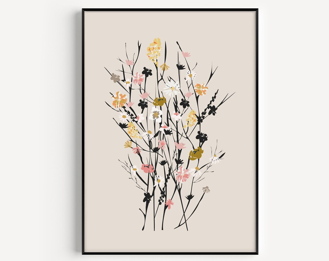 Flower Print, Wild Minimalist Neutral Art Print
