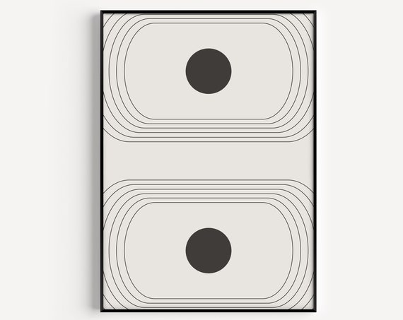 Wall Art Print Abstract Scandinavian Black And White Minimalist Retro Prints