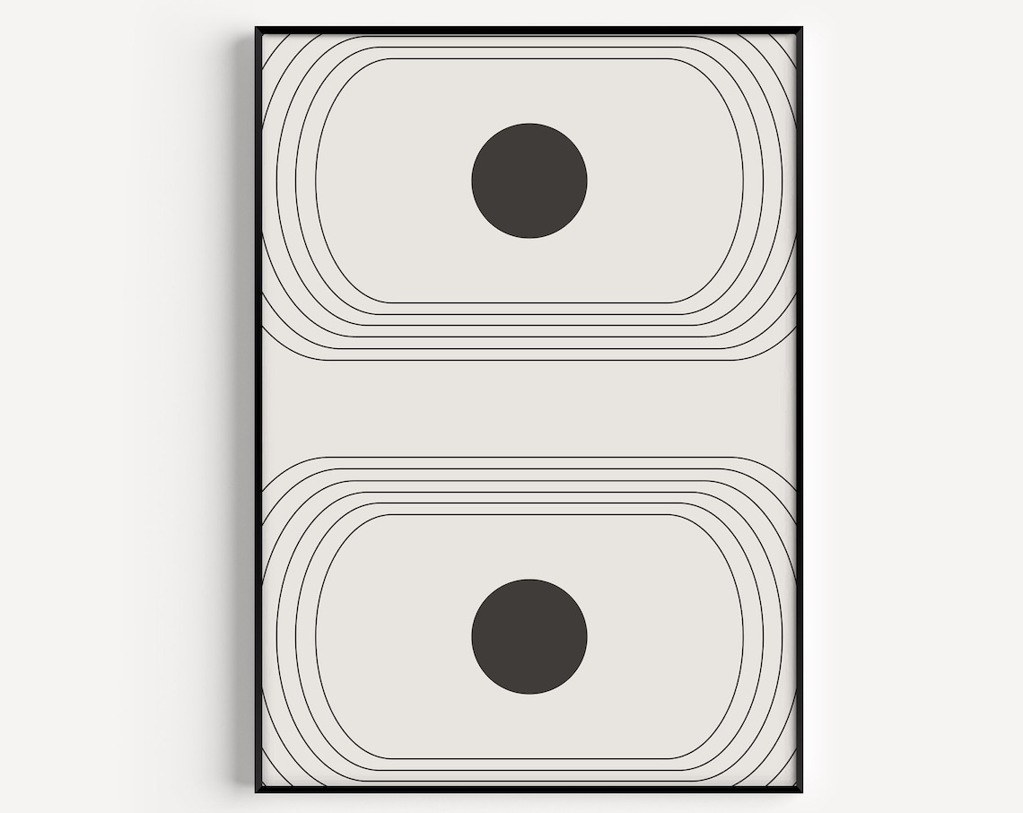 Minimalist Black White Geometric Line Art Scandinavian Poster