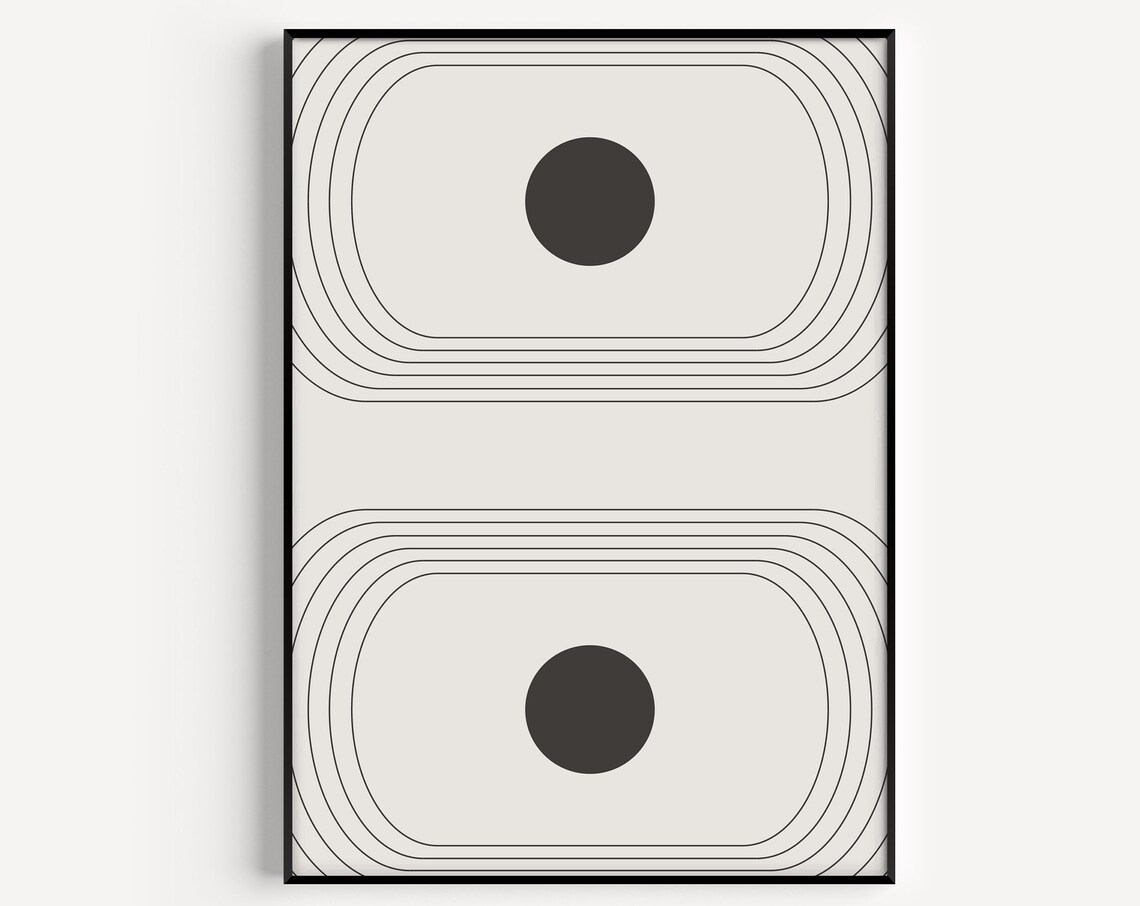 Wall Art Print Abstract Scandinavian Black And White Minimalist Retro Prints