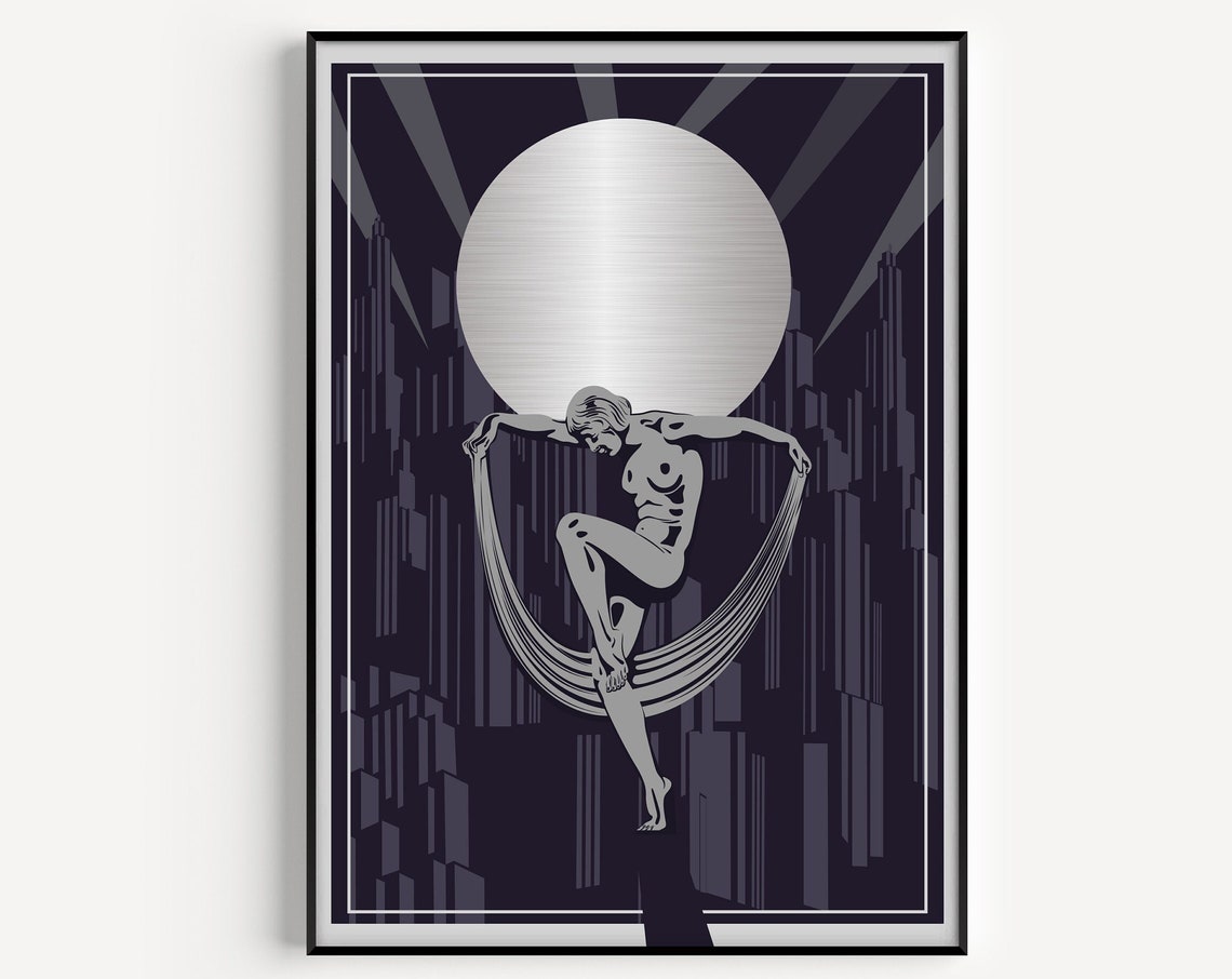 Art Deco Purple Silver Poster Print