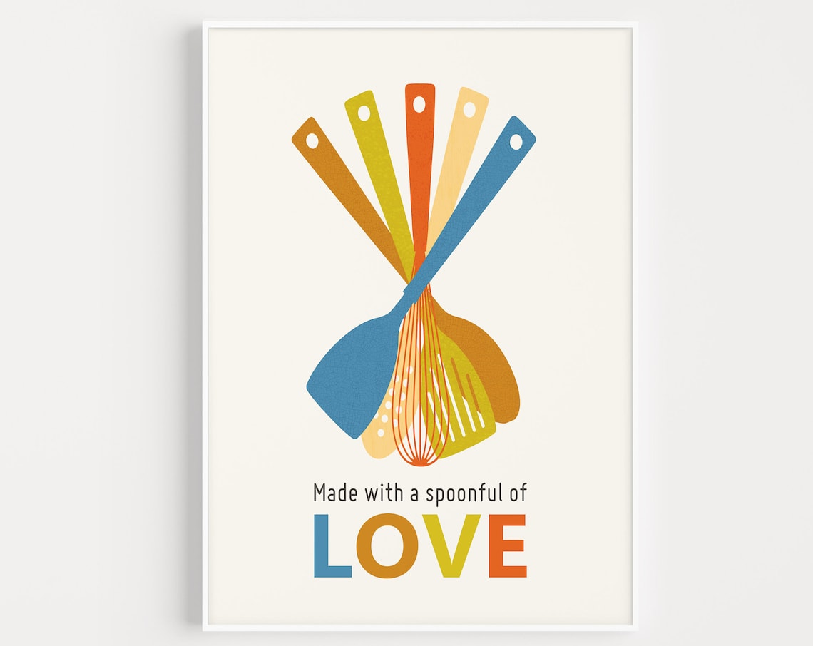 Mid-Century Modern Kitchen Art Print, Cooking Wall Art
