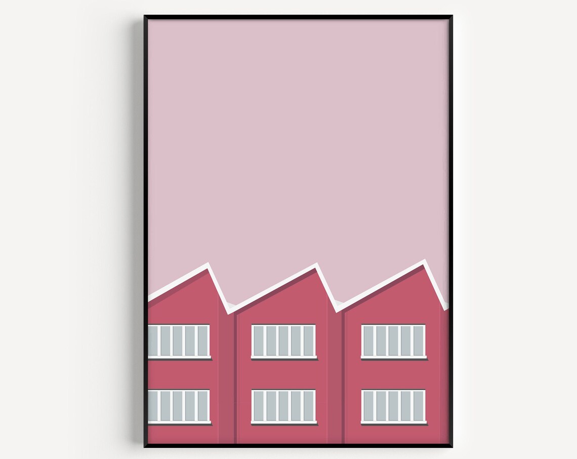 House Pink Architecture Print, Minimalist Art Print