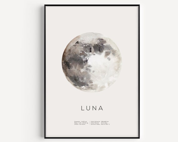 Moon Print, Minimalist Space Poster Art Print