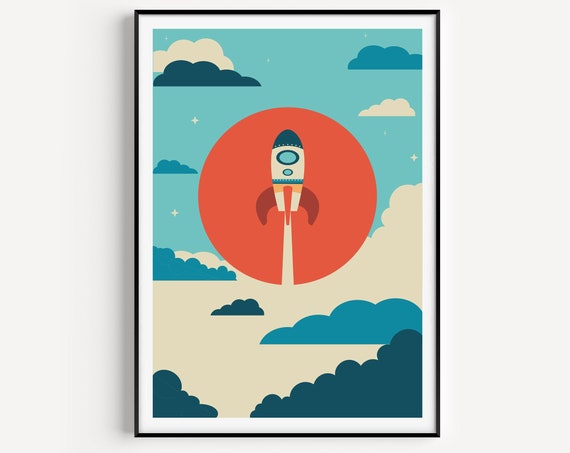Minimalist Spaceship Nursery Art Print