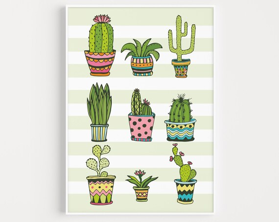 Cactus Print, Minimalist Nordic Scandi Modern Art Print