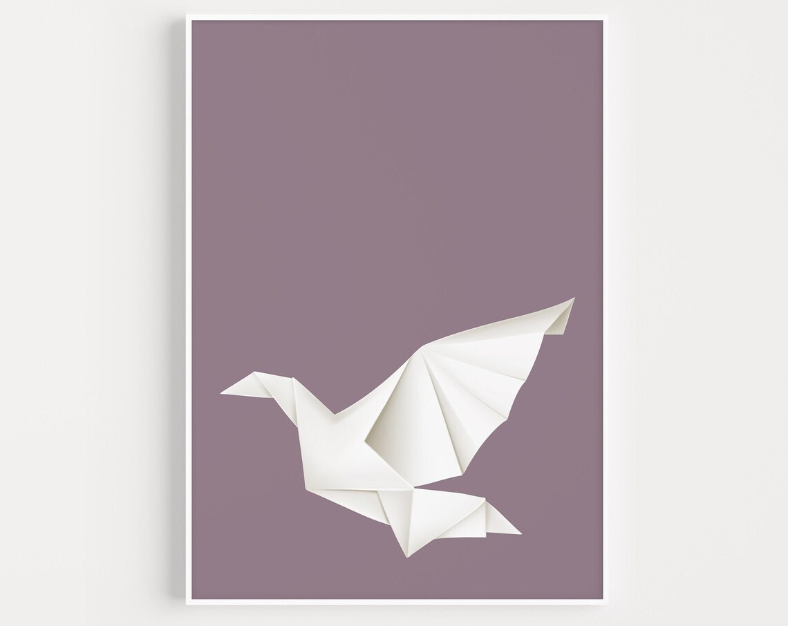 Bird Origami Minimalist Art Print, Modern Poster