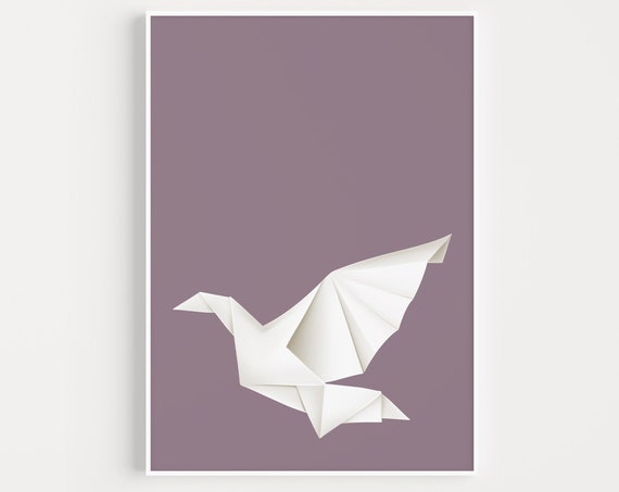 Bird Origami Minimalist Art Print, Modern Poster