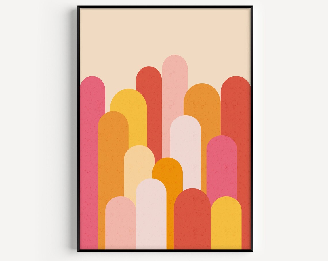 Pink Minimalist Scandinavian Geometric Art Print