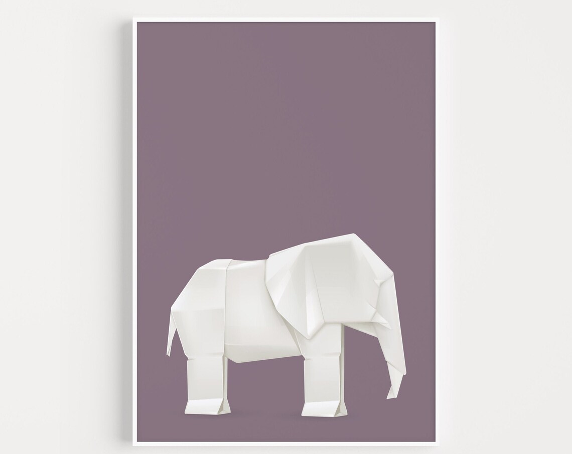 Minimalist Origami Elephant Art Print