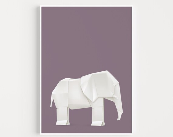 Minimalist Origami Elephant Art Print
