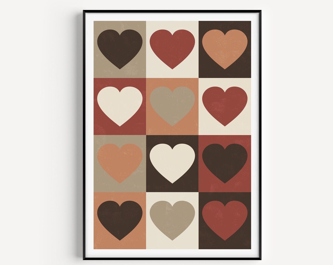 Minimalist Red Heart Wall Art Print, Scandinavian