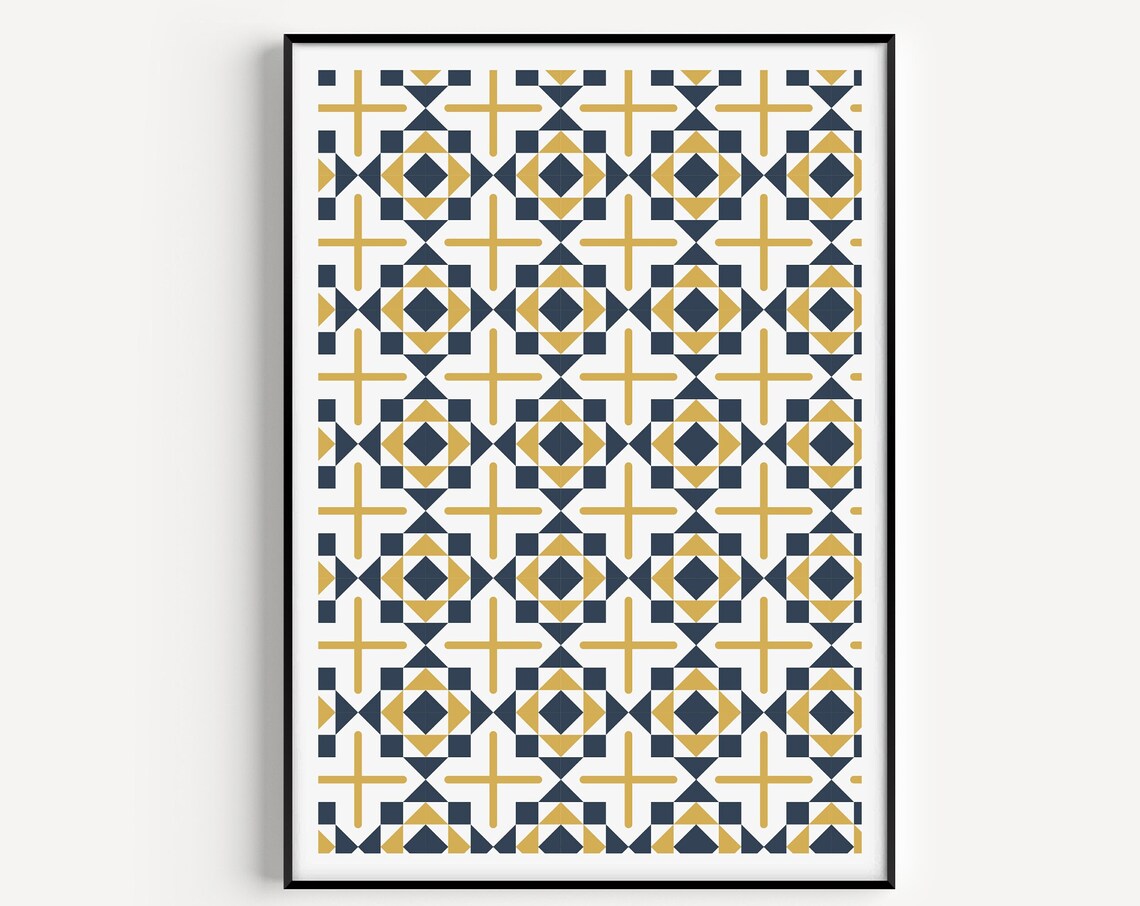 Mid Century Modern Retro Pattern Art Print