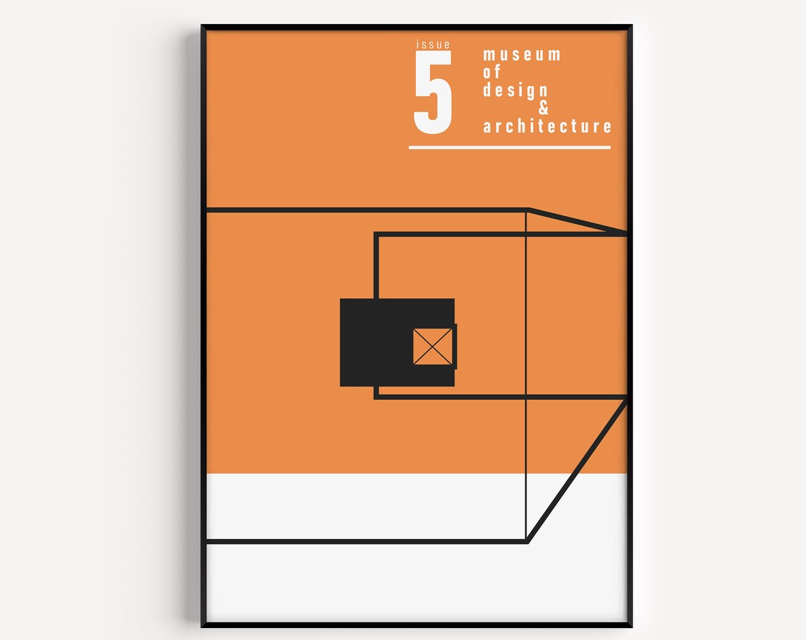 Wall Art Orange Print Design Architecture Magazine Minimalist