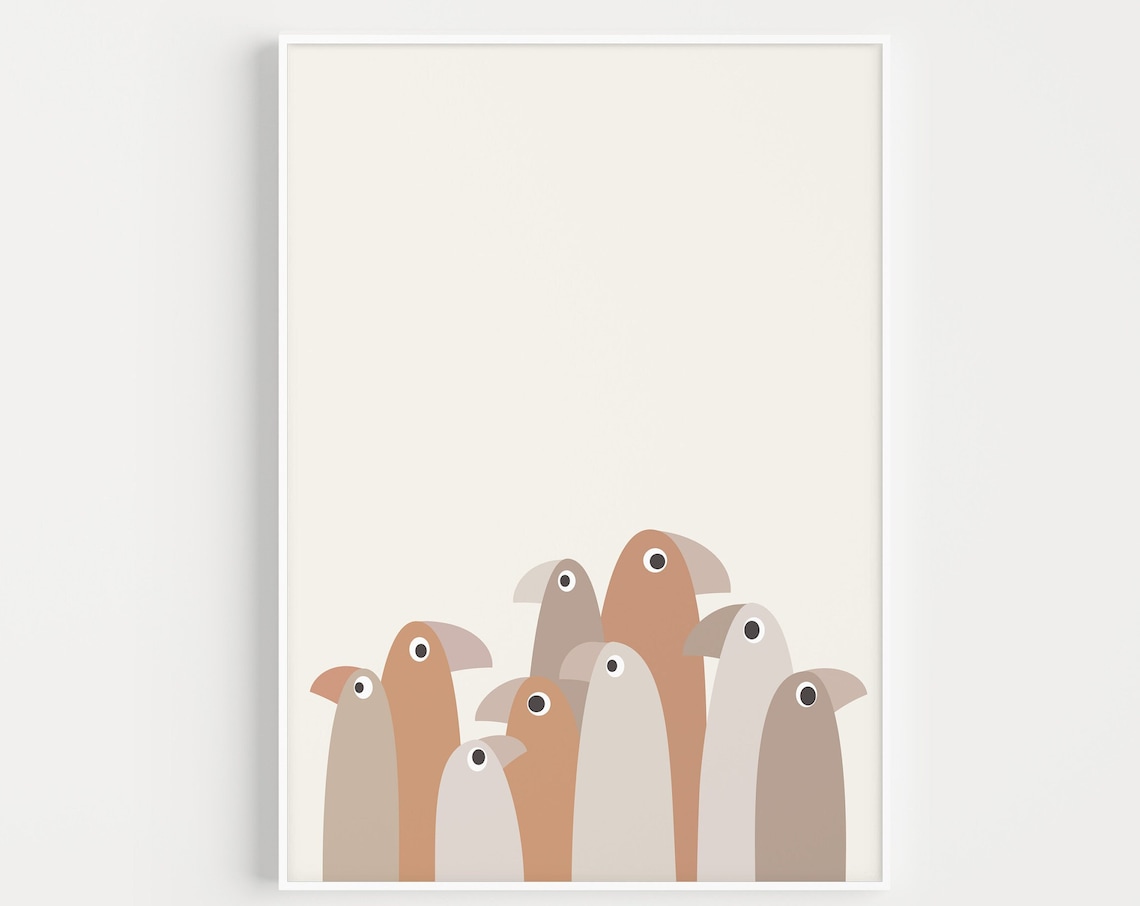 Bird Print, Neutral Minimalist Nordic Scandinavian