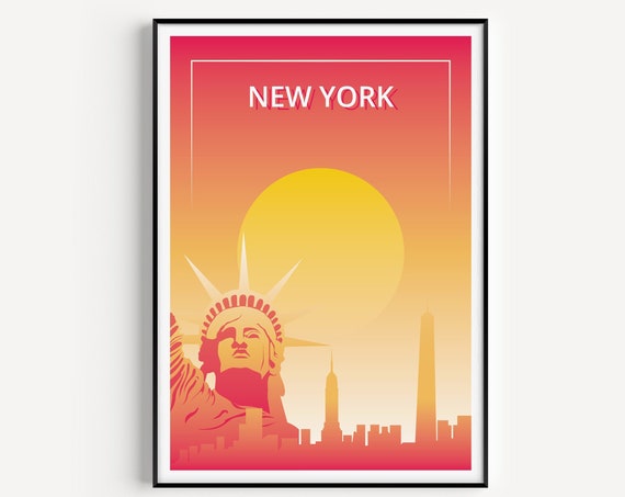 New York Minimalist Travel Poster, Modern Art Print