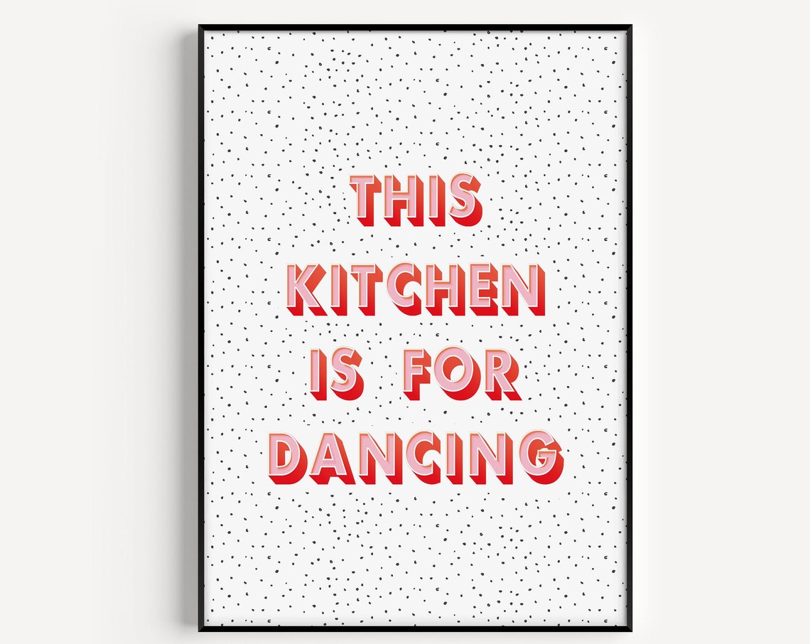 This Kitchen Is for Dancing Playful Red Quote Kitchen Wall Art